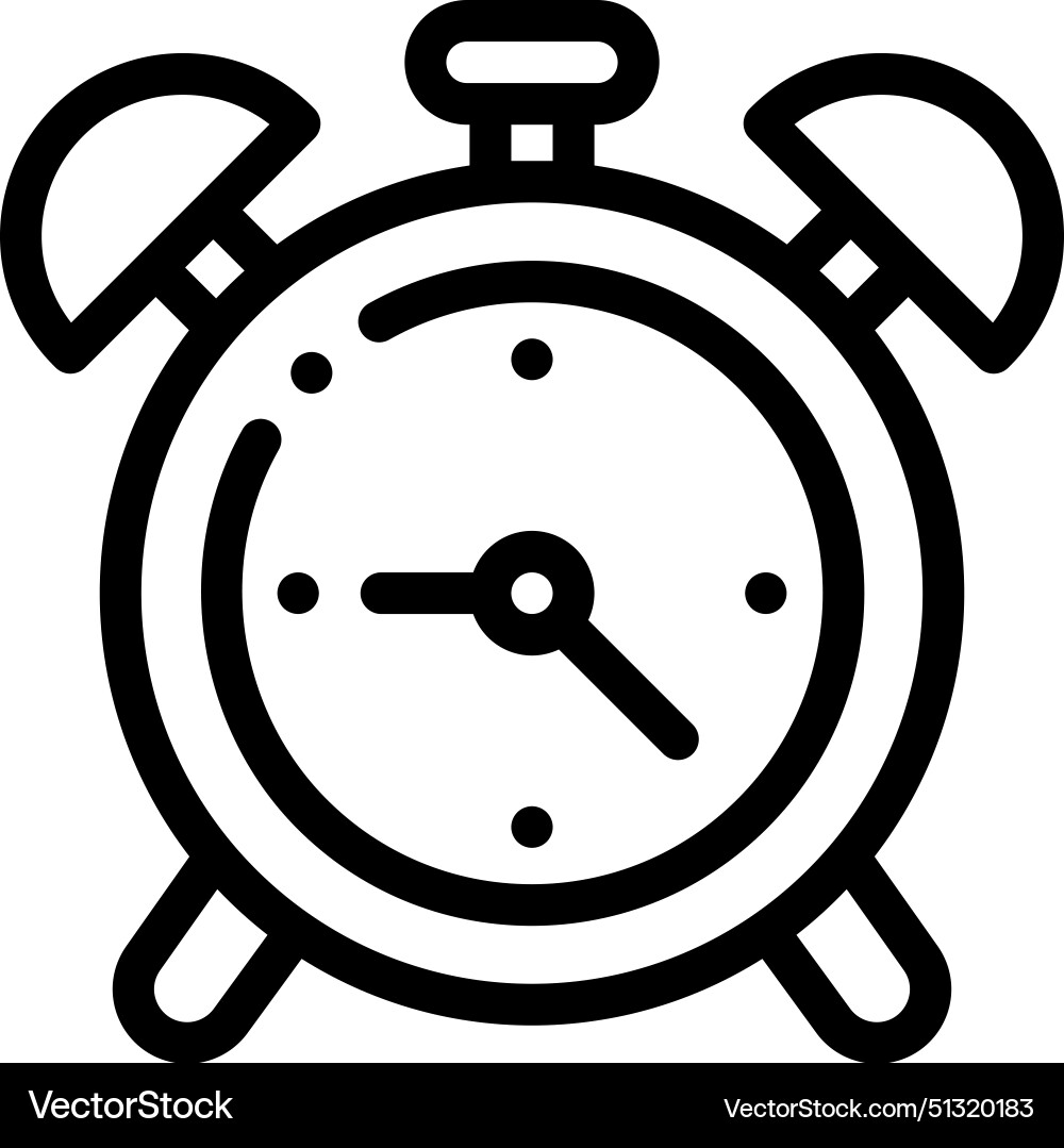 Alarm clock icon thin linear style design Alarm clock icon thin linear style design vector image