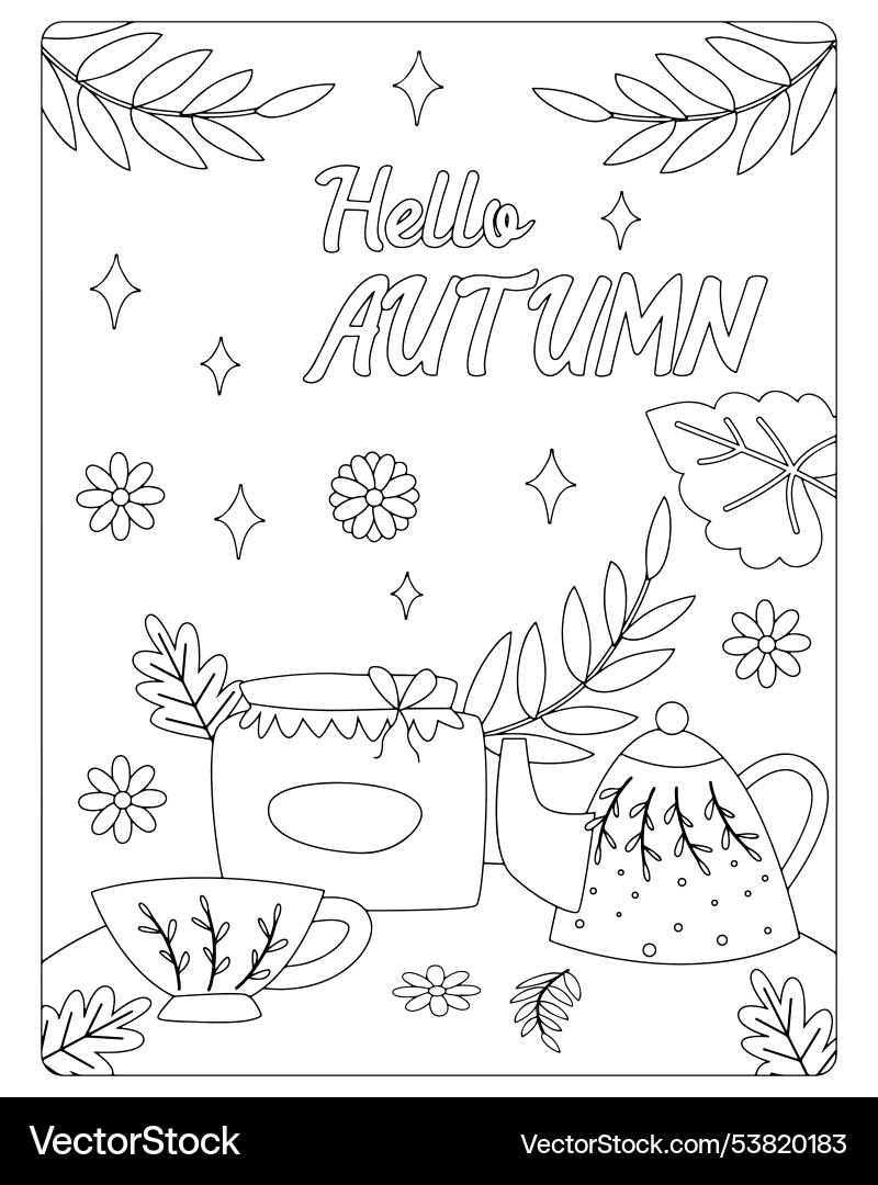 Autumn coloring page for kids Royalty Free Vector Image