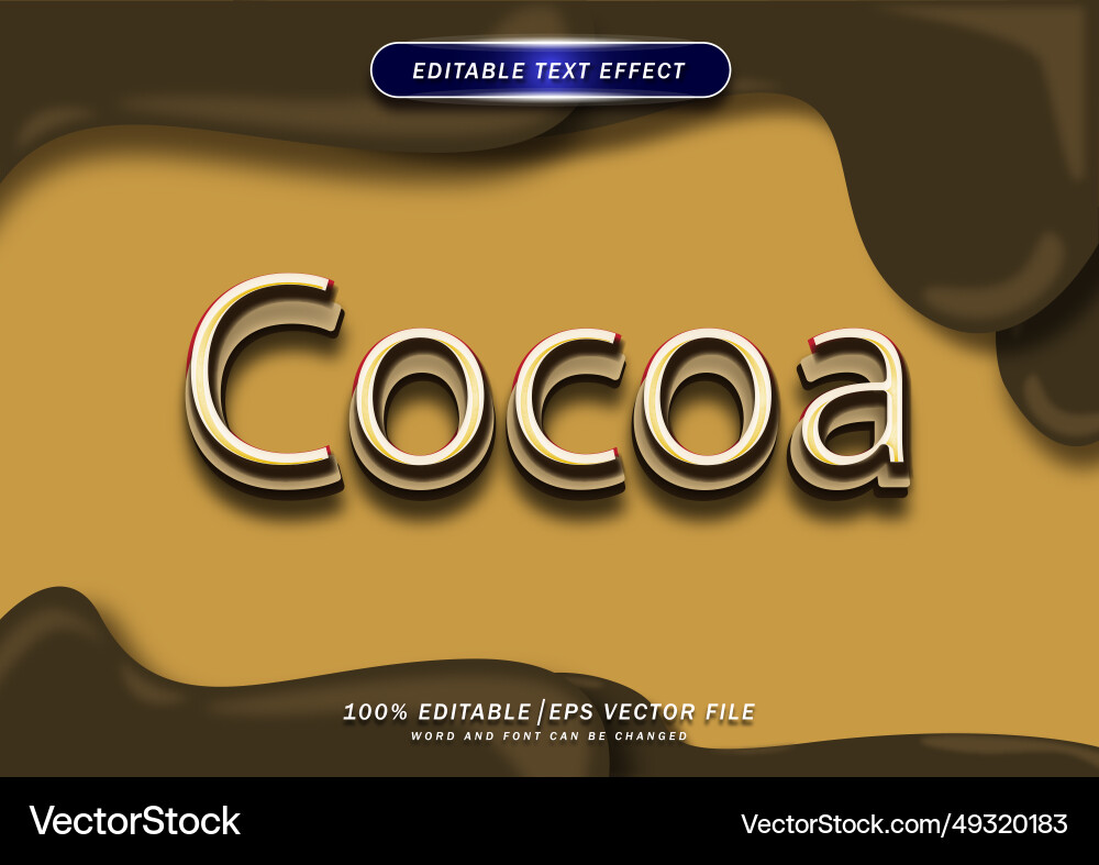 Cocoa bold text editable effect sweet style design Cocoa bold text editable effect sweet style design vector image