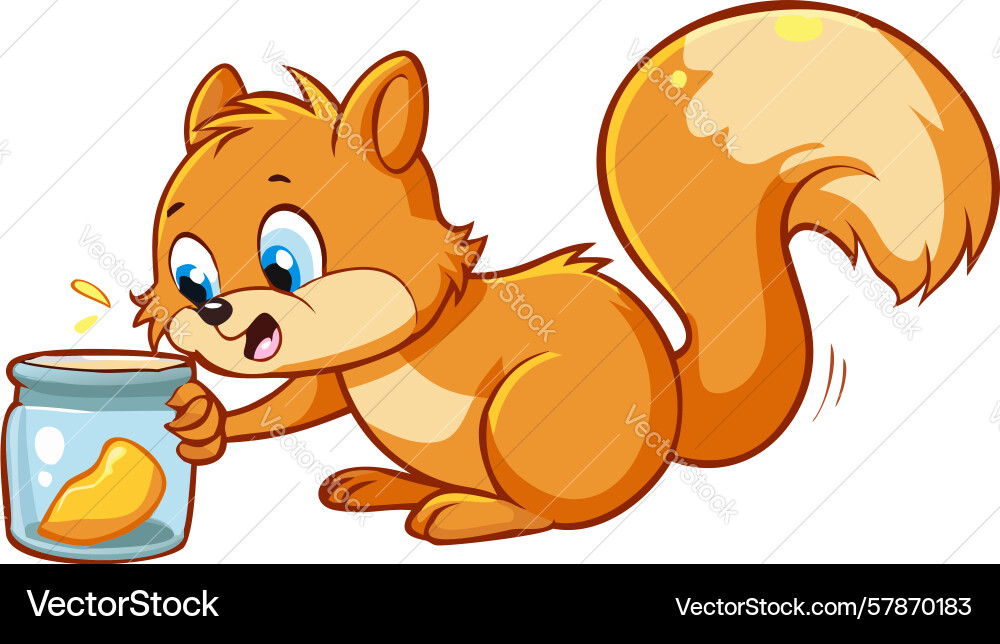 Cute squirrel with nut jar design generative ai Vector Image