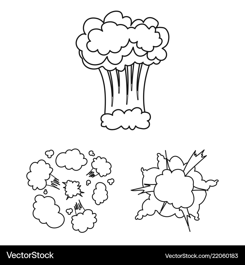 Different explosions outline icons in set Vector Image