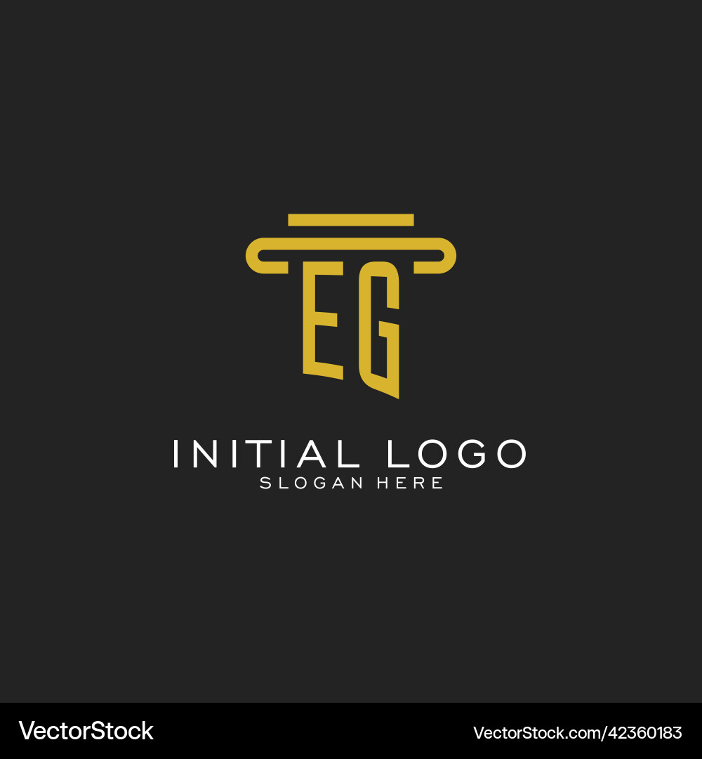 Eg initial logo with simple pillar style design Eg initial logo with simple pillar style design Vector Image