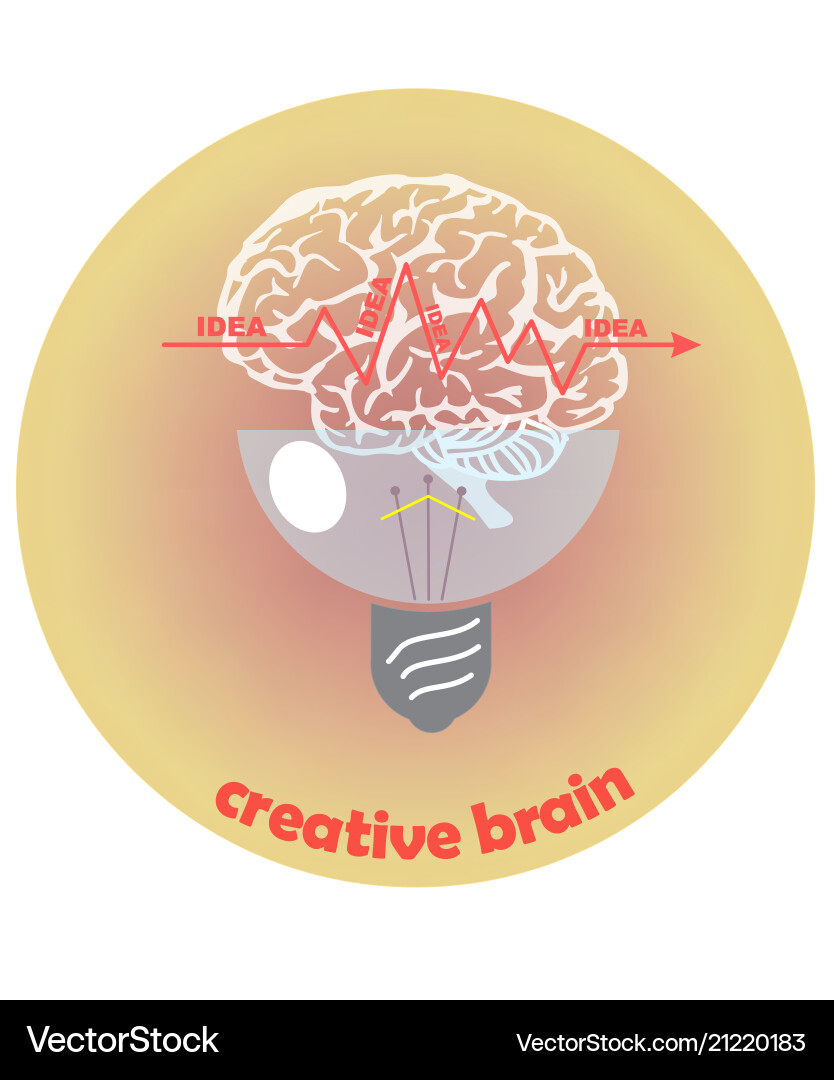Image of a creative brain with lamp generating i Vector Image