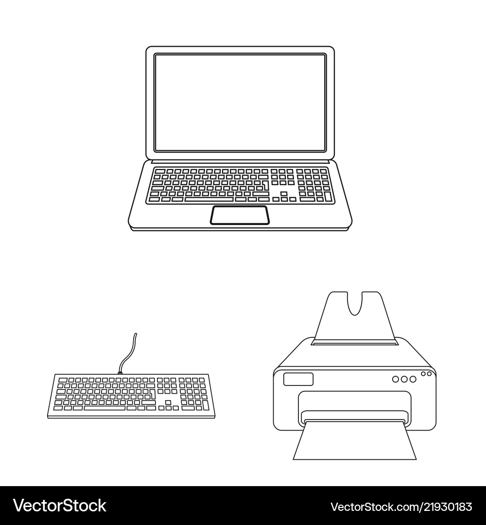 Isolated object of laptop and device sign set Isolated object of laptop and device sign set vector image