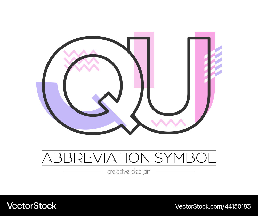 Letters q and u merging of two initials Letters q and u merging of two initials vector image