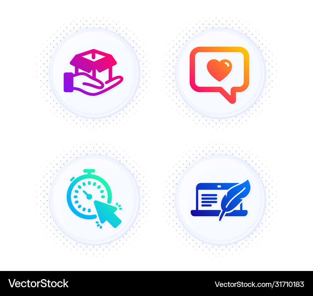 Love message hold box and timer icons set Love message hold box and timer icons set vector image