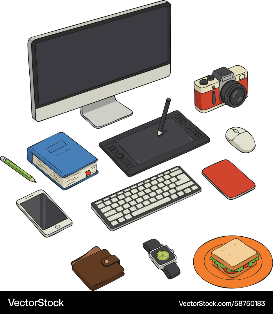 Modern Digital Workspace Setup Vector Image