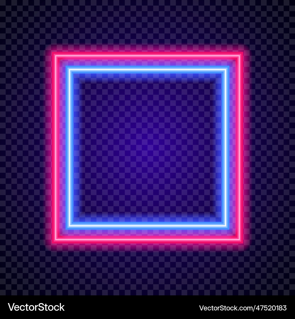 Neon frame square shape colorful style Neon frame square shape colorful style Vector Image