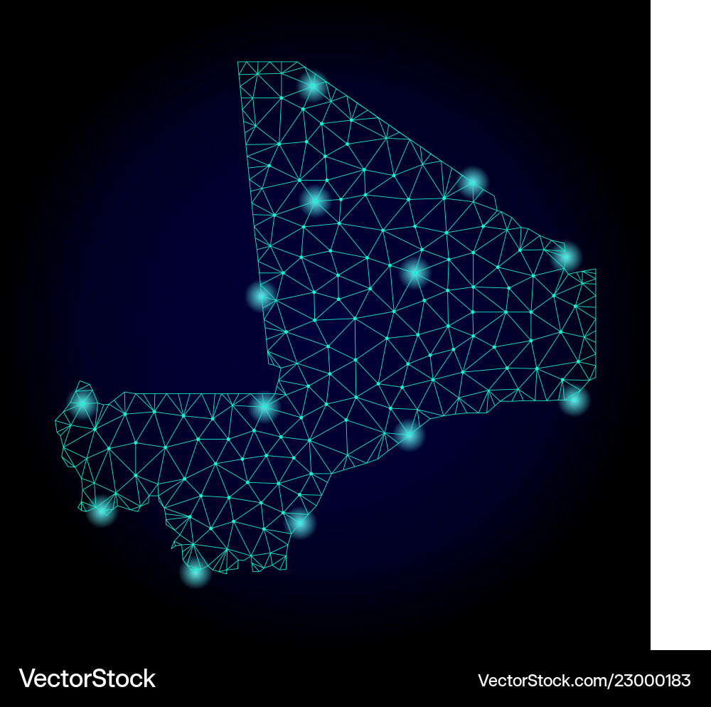 Polygonal network mesh map of mali with light Polygonal network mesh map of mali with light vector image