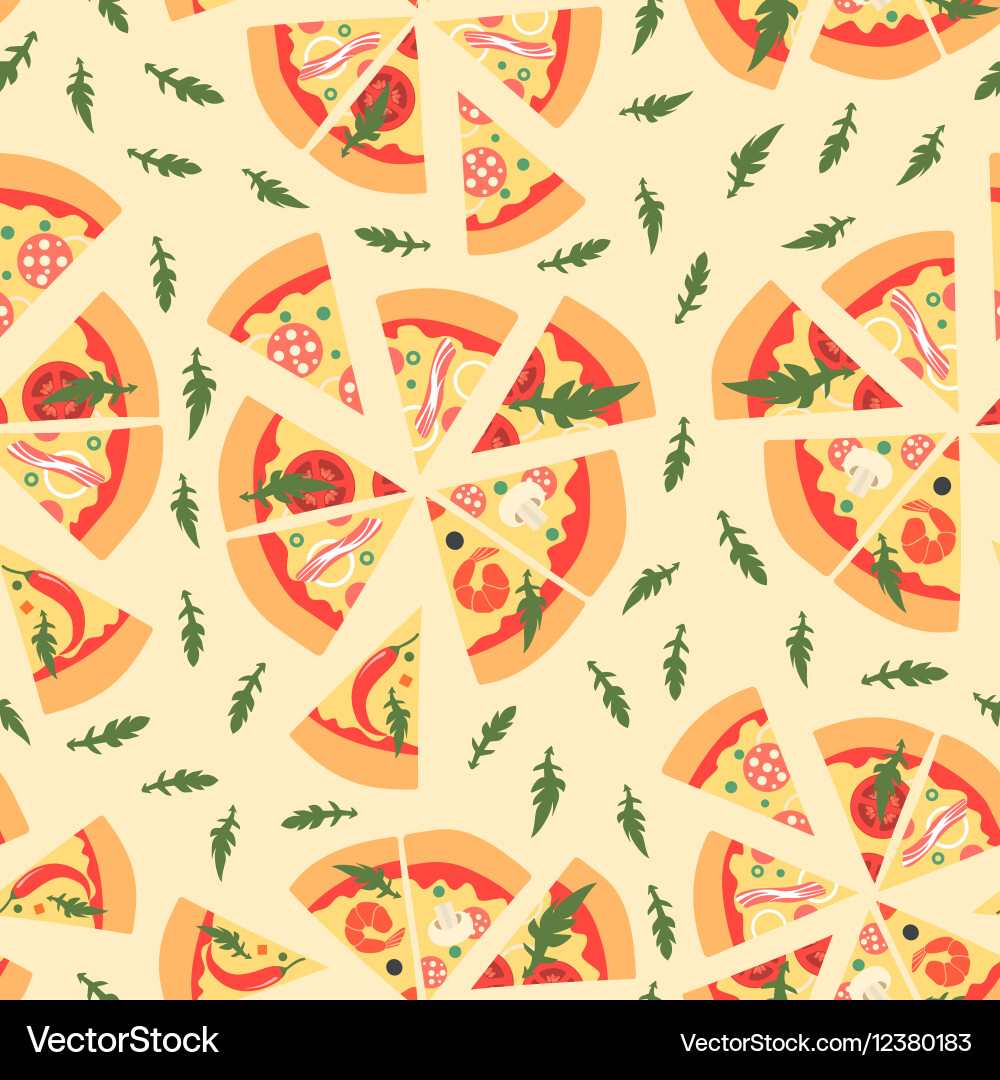 Seamless pattern with assorted pizza slices vector image