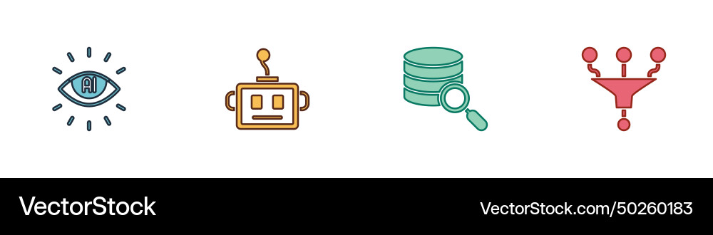 Set artificial intelligence ai robot server Set artificial intelligence ai robot server vector image