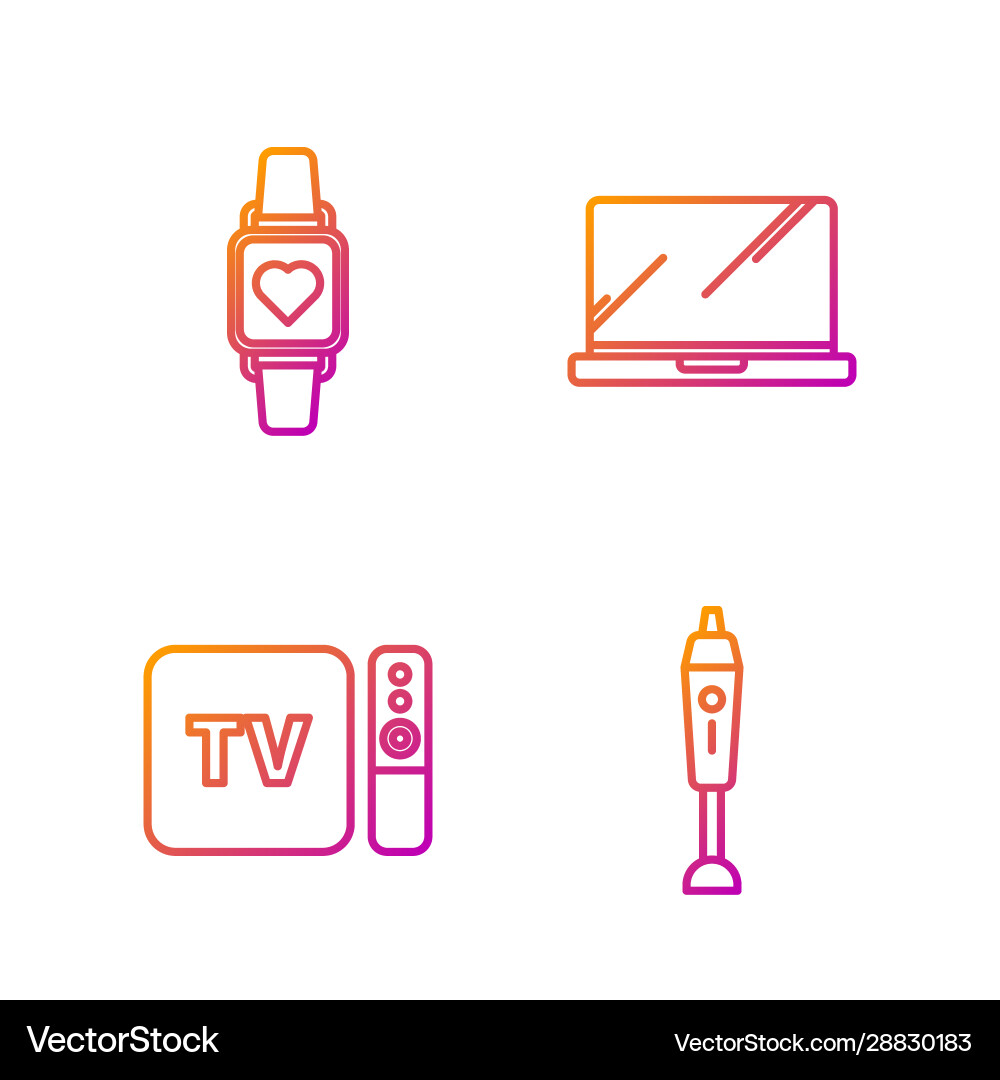 Set line blender tv box receiver and player Set line blender tv box receiver and player Vector Image