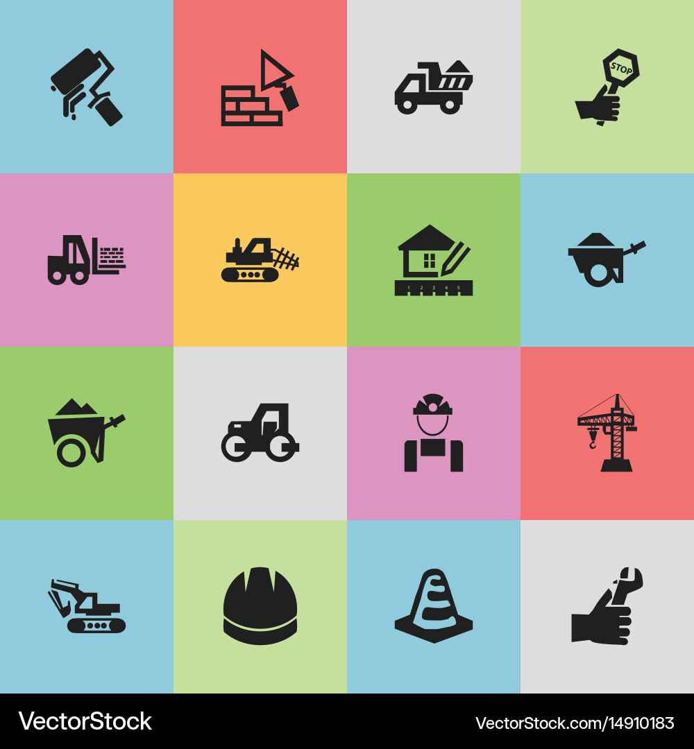 Set of 16 editable structure icons includes vector image