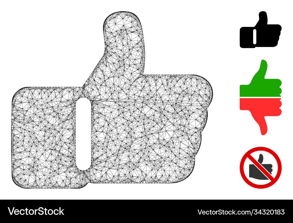 Thumb up polygonal web mesh Vector Image