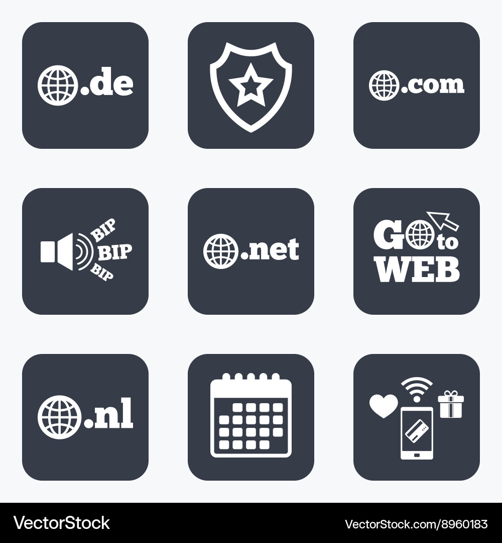 Top-level domains signs de com net and nl vector image