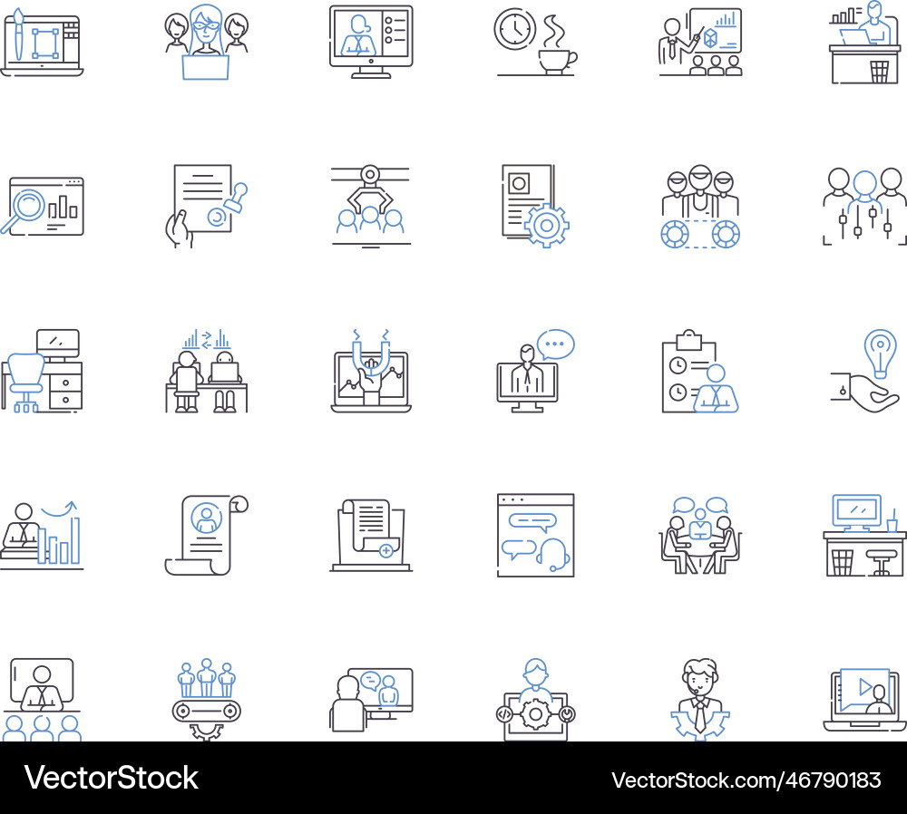 Unity harmony line icons collection cooperation Vector Image