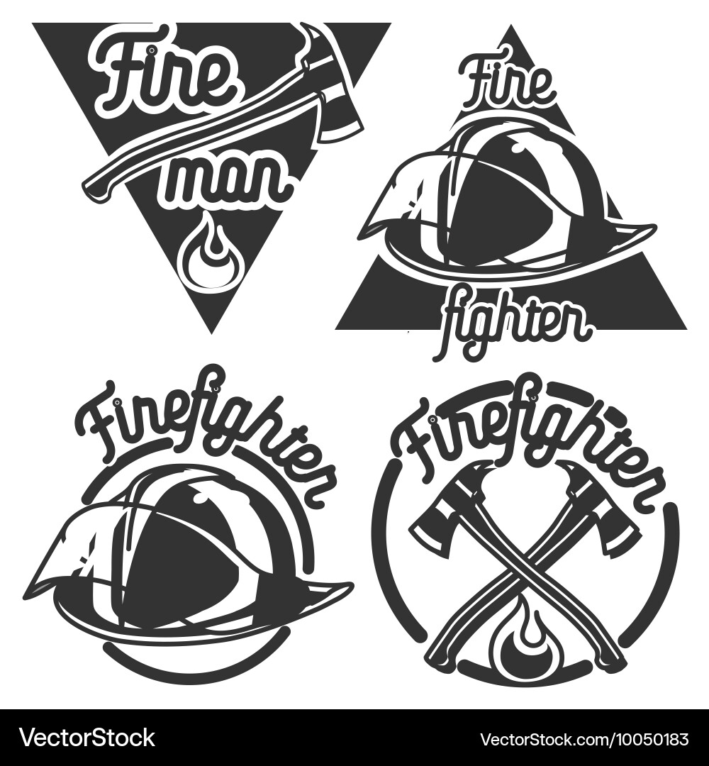 Vintage Fireman Emblems & Logos Vector Image