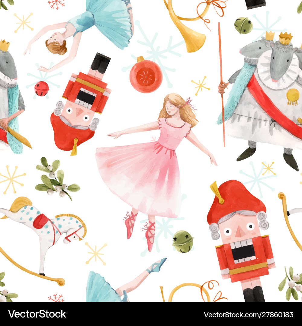 Watercolor christmas winter nutcracker Watercolor christmas winter nutcracker vector image