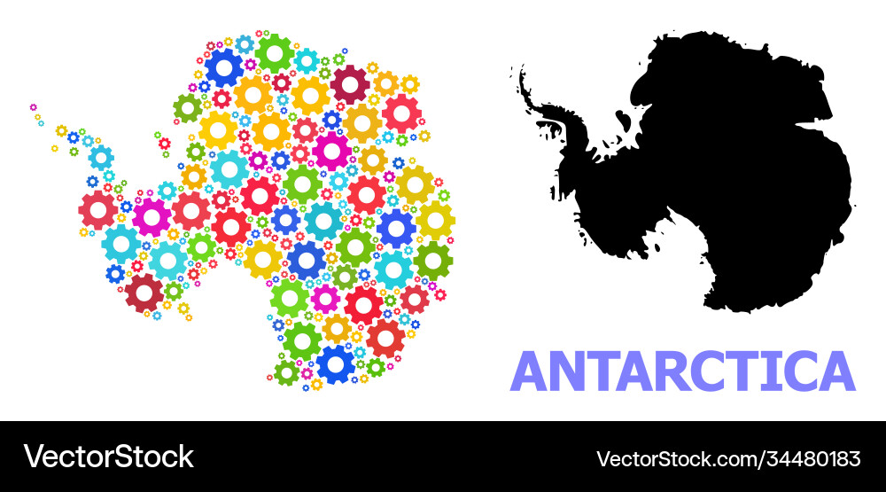 Workshop composition map antarctica with multi Vector Image