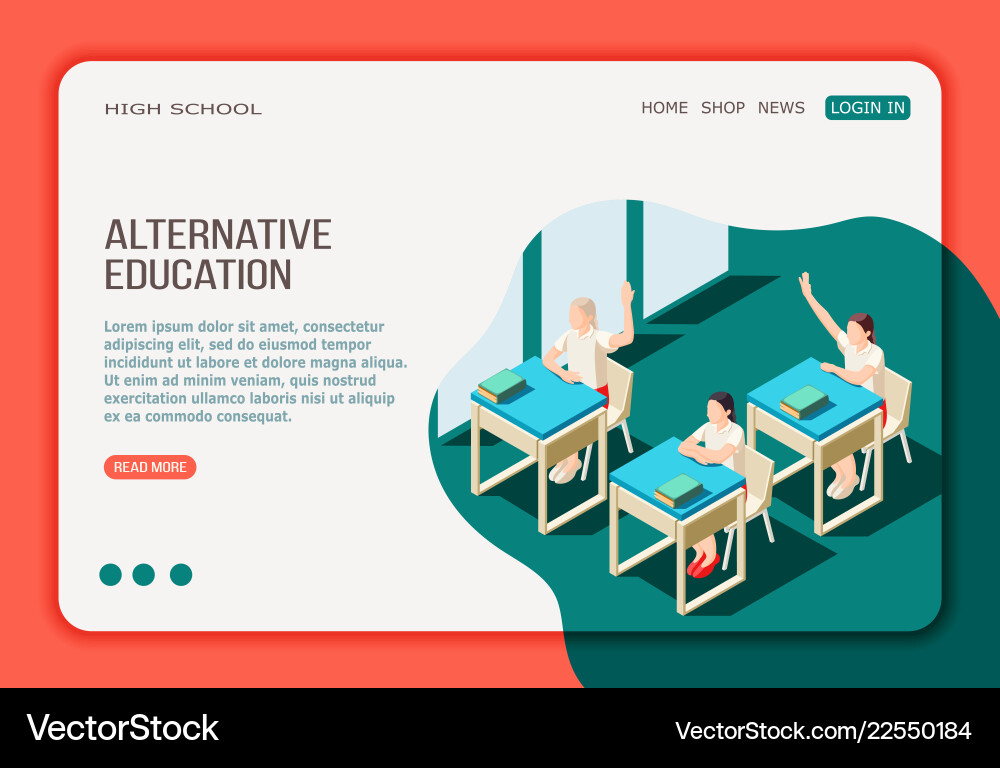 Alternative education isometric web page Alternative education isometric web page vector image