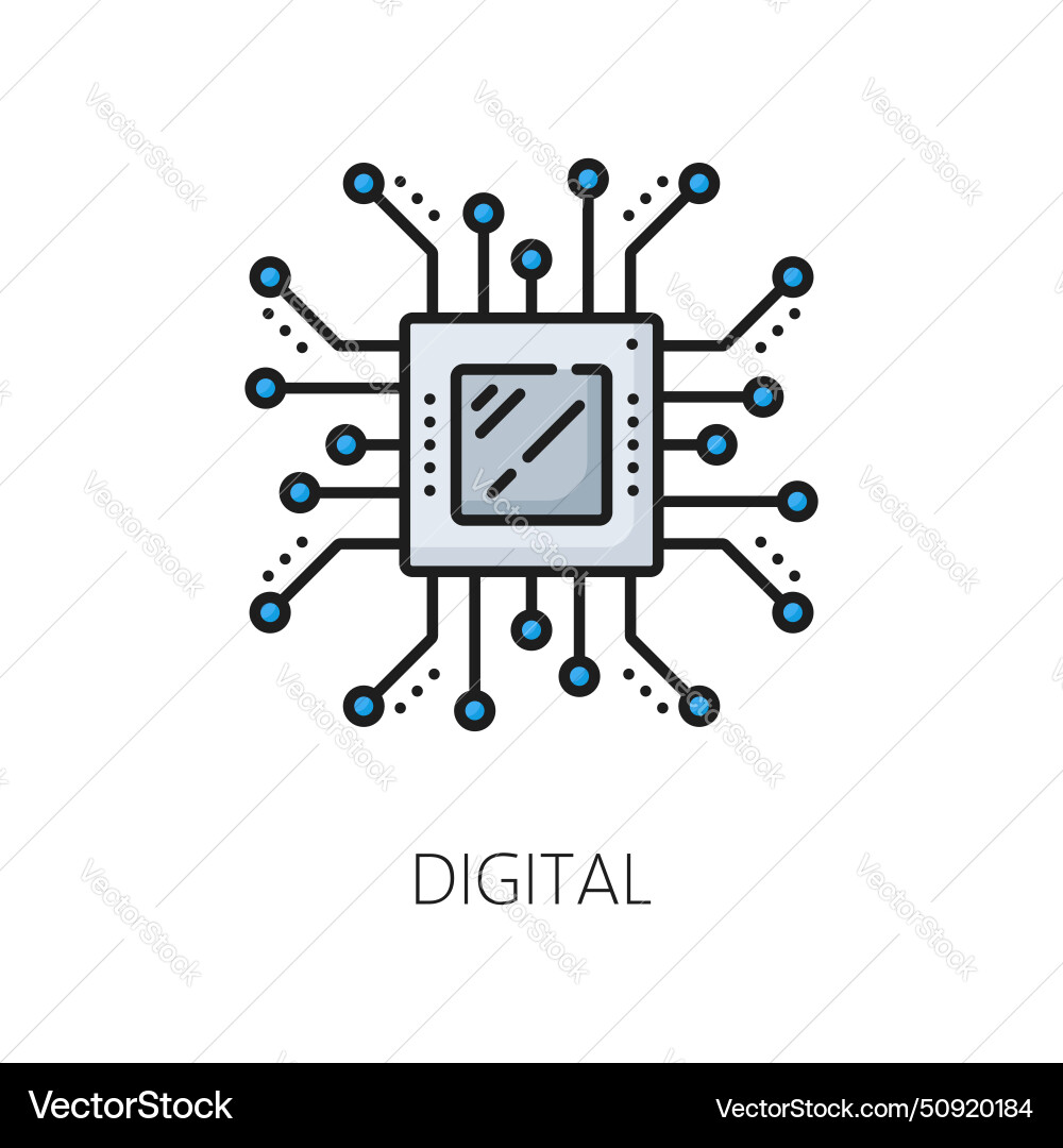 Artificial intelligence machine learning line icon vector image