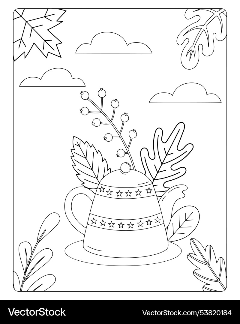 Autumn coloring page for kids Royalty Free Vector Image
