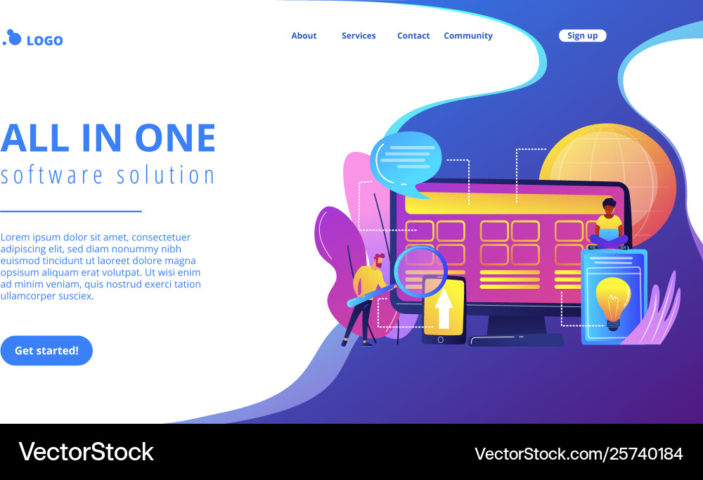 Core system development concept landing page Core system development concept landing page Vector Image