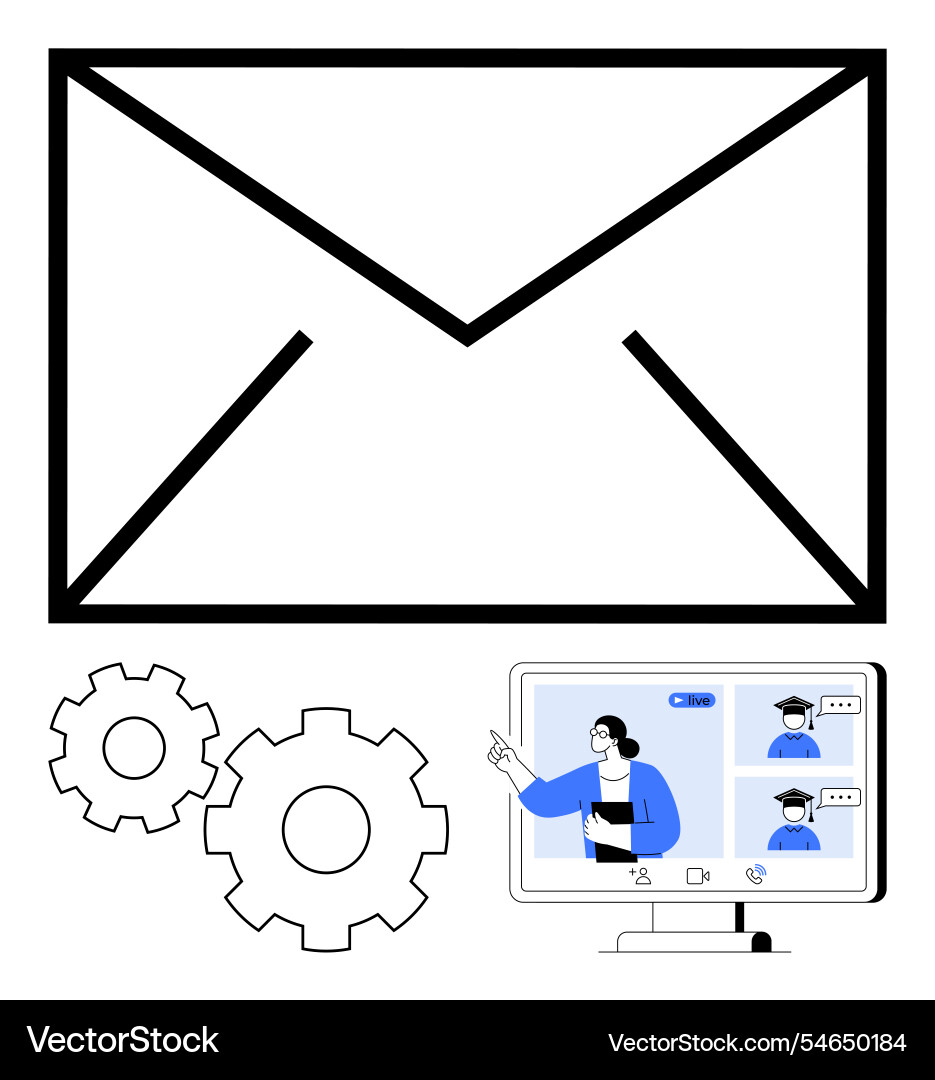 Email communication in remote learning setup Email communication in remote learning setup vector image