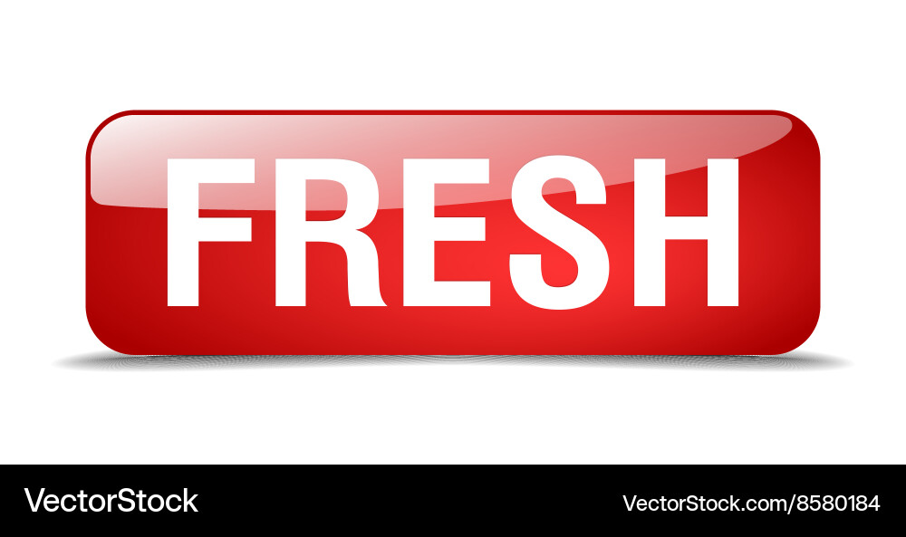 Fresh red square 3d realistic isolated web button Fresh red square 3d realistic isolated web button vector image