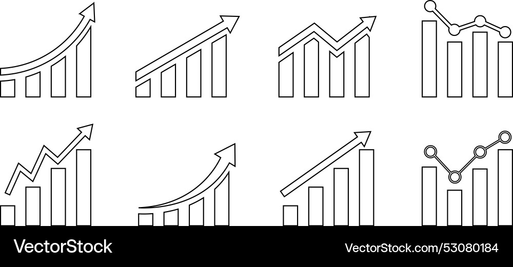 Growing graph stroke outline symbol with arrow Vector Image