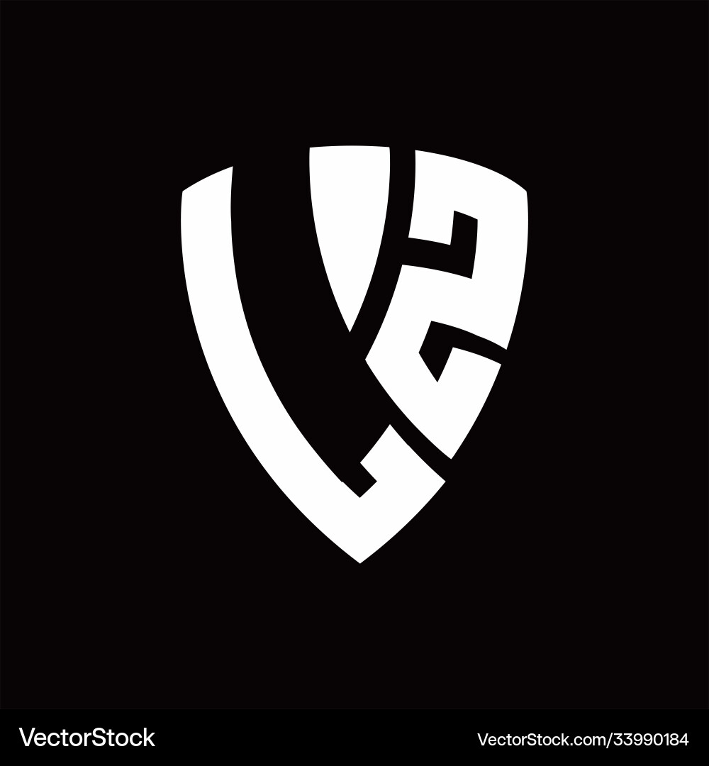 Lz logo monogram with shield elements shape vector image