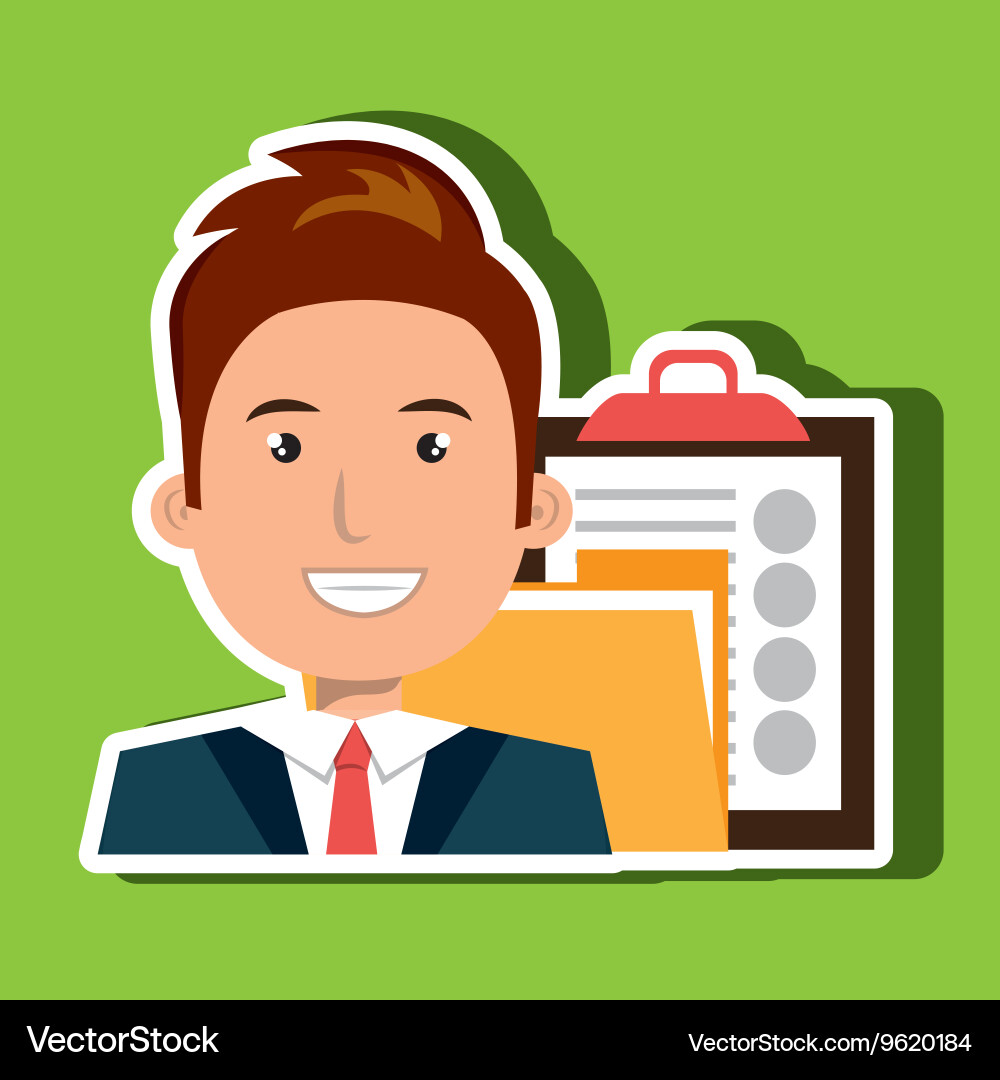 Man with folder and clipboard isolated icon design Vector Image