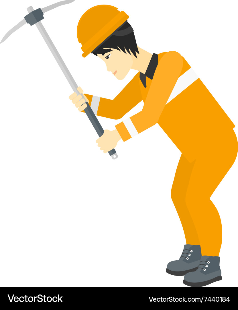 Miner working with pick vector image