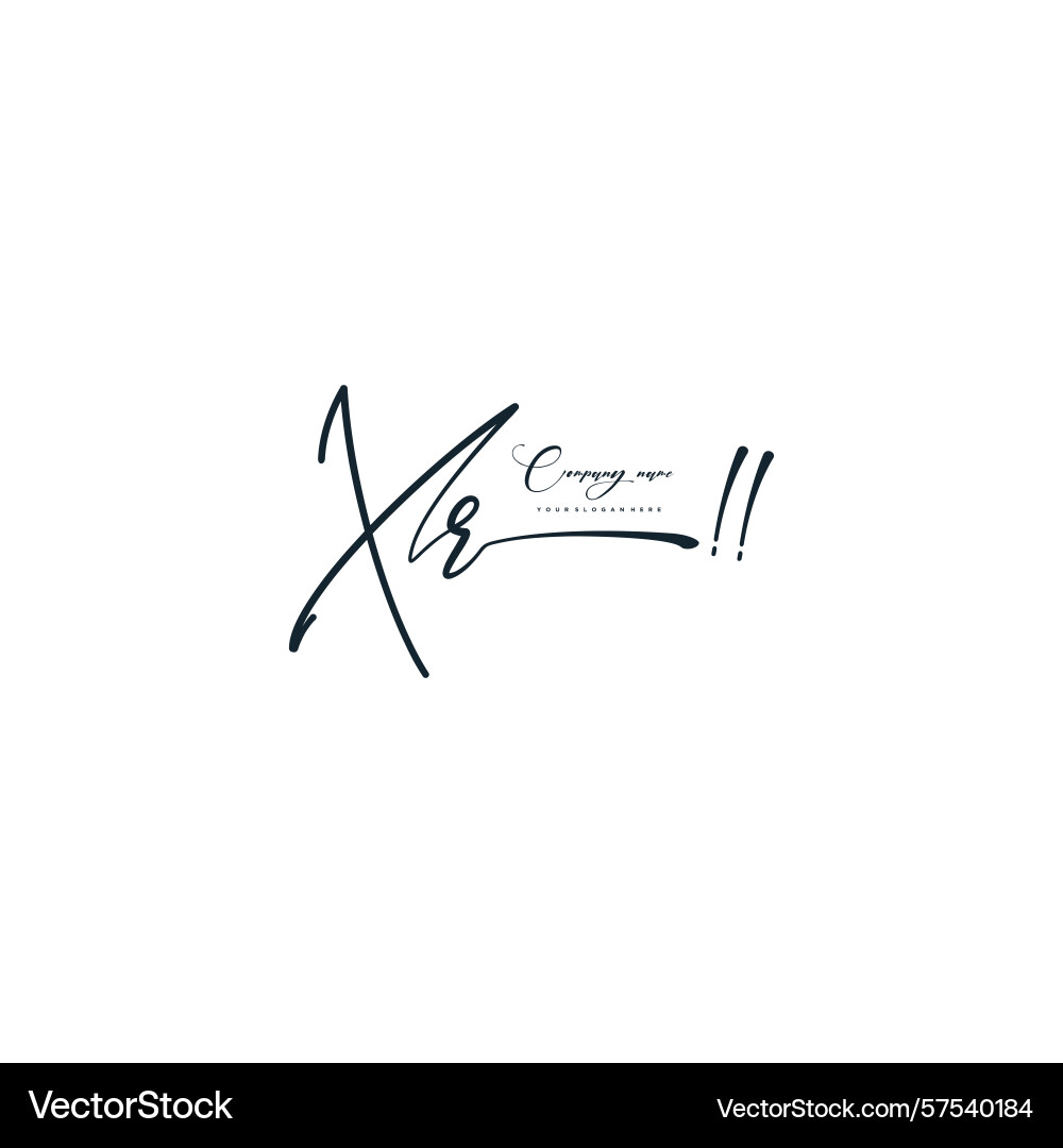 Minimal signature logo design with xr initials Vector Image