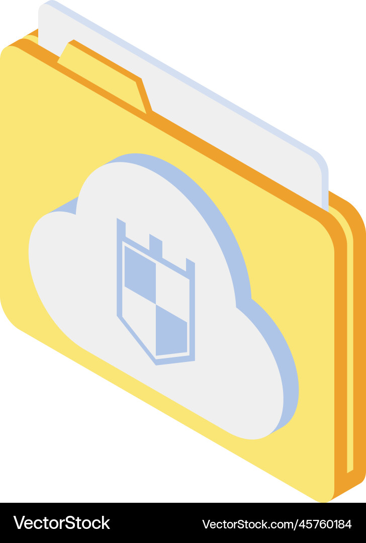 Protected cloud folder composition Protected cloud folder composition vector image