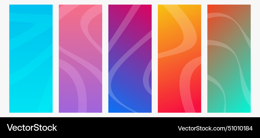Set of modern gradient backgrounds with wave line Vector Image