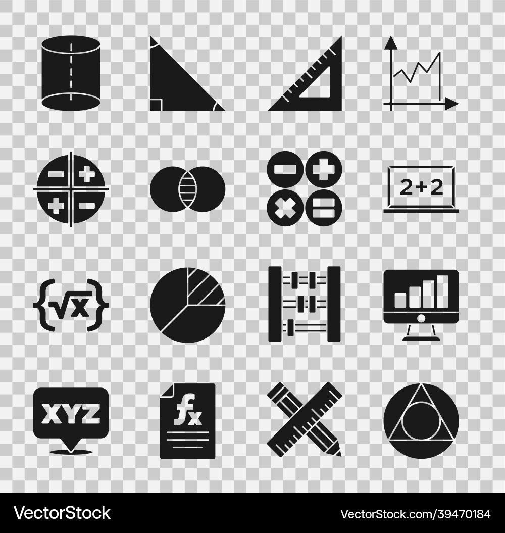 Set triangle math computer monitor with graph Set triangle math computer monitor with graph vector image