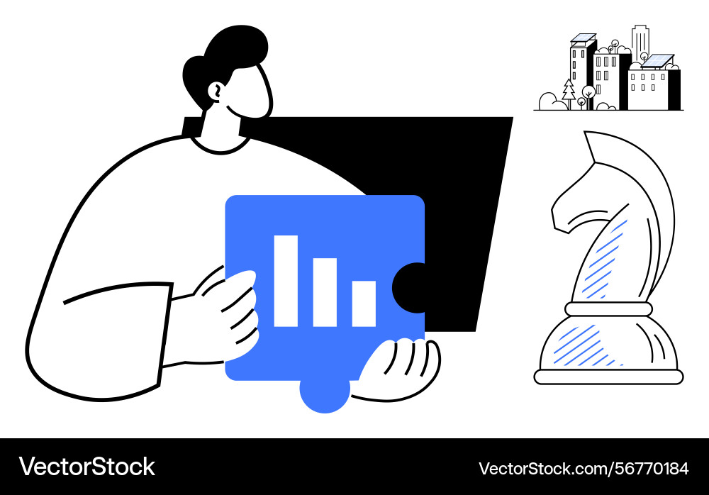 Strategic thinking with visual data puzzle Vector Image