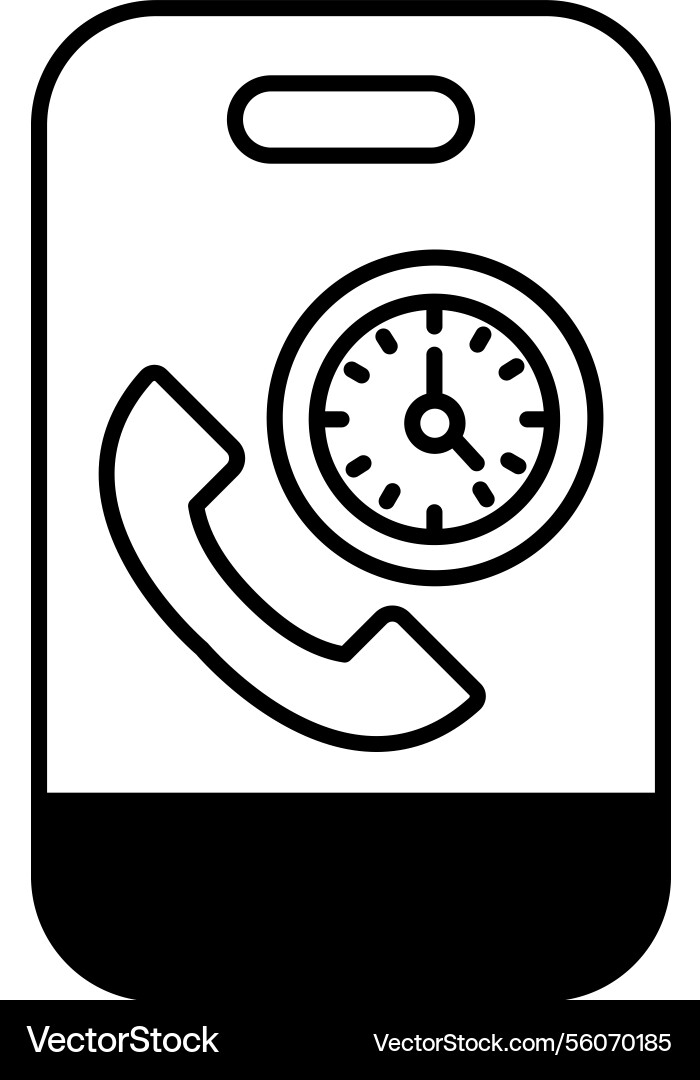 A phone with clock and dial A phone with clock and dial vector image