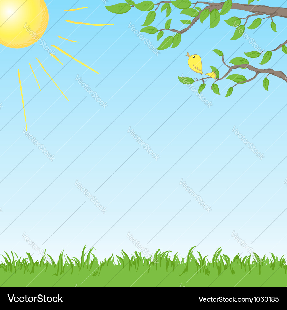 Background with bird on a tree Royalty Free Vector Image
