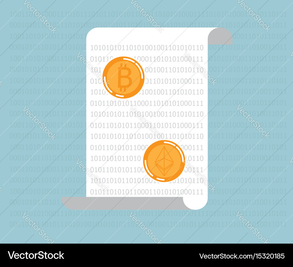 Bitcoin ethereum coding cryptocurrency concept Vector Image