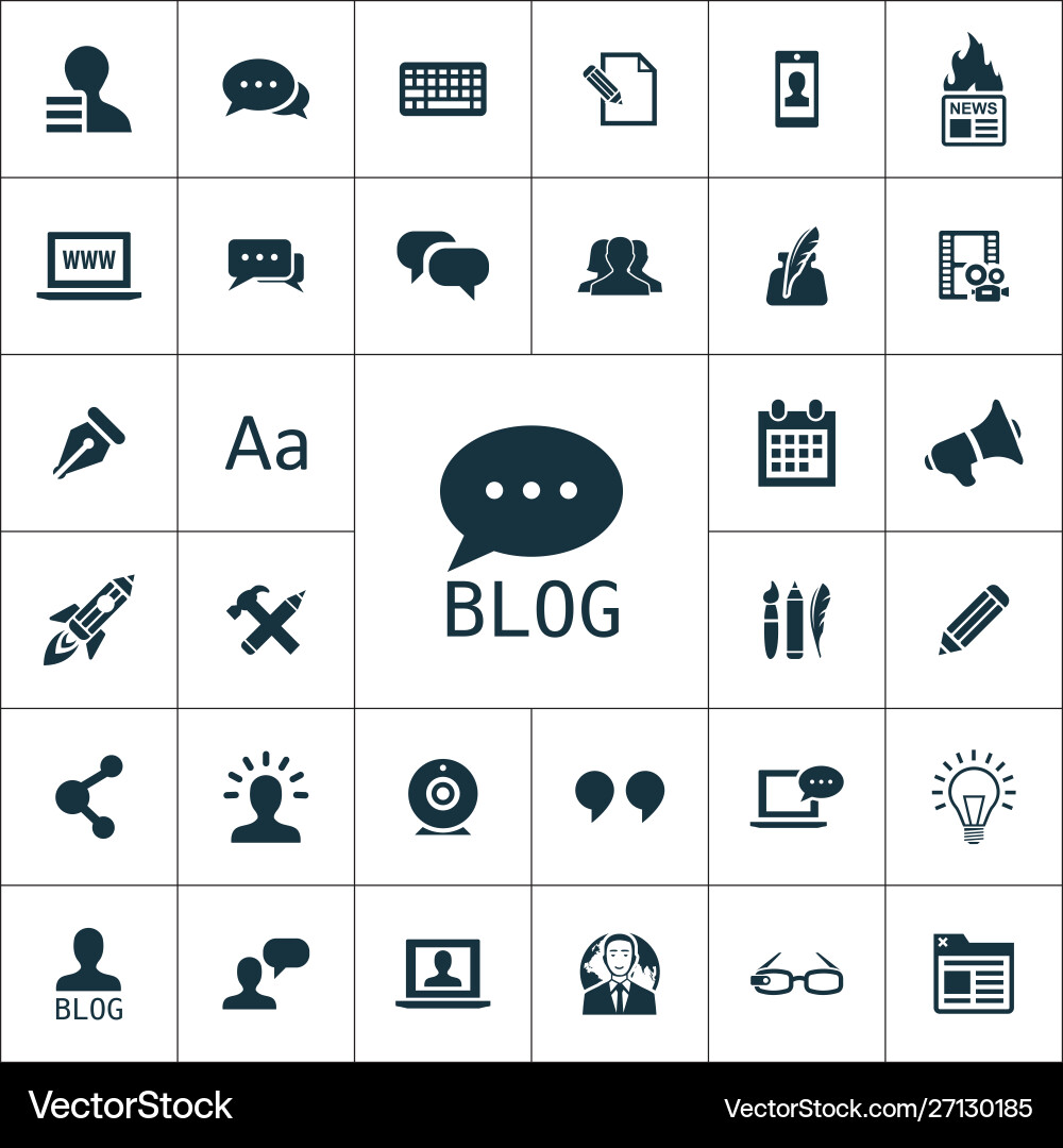 Blog-Icons Universalset für Web und ui Vektorbild