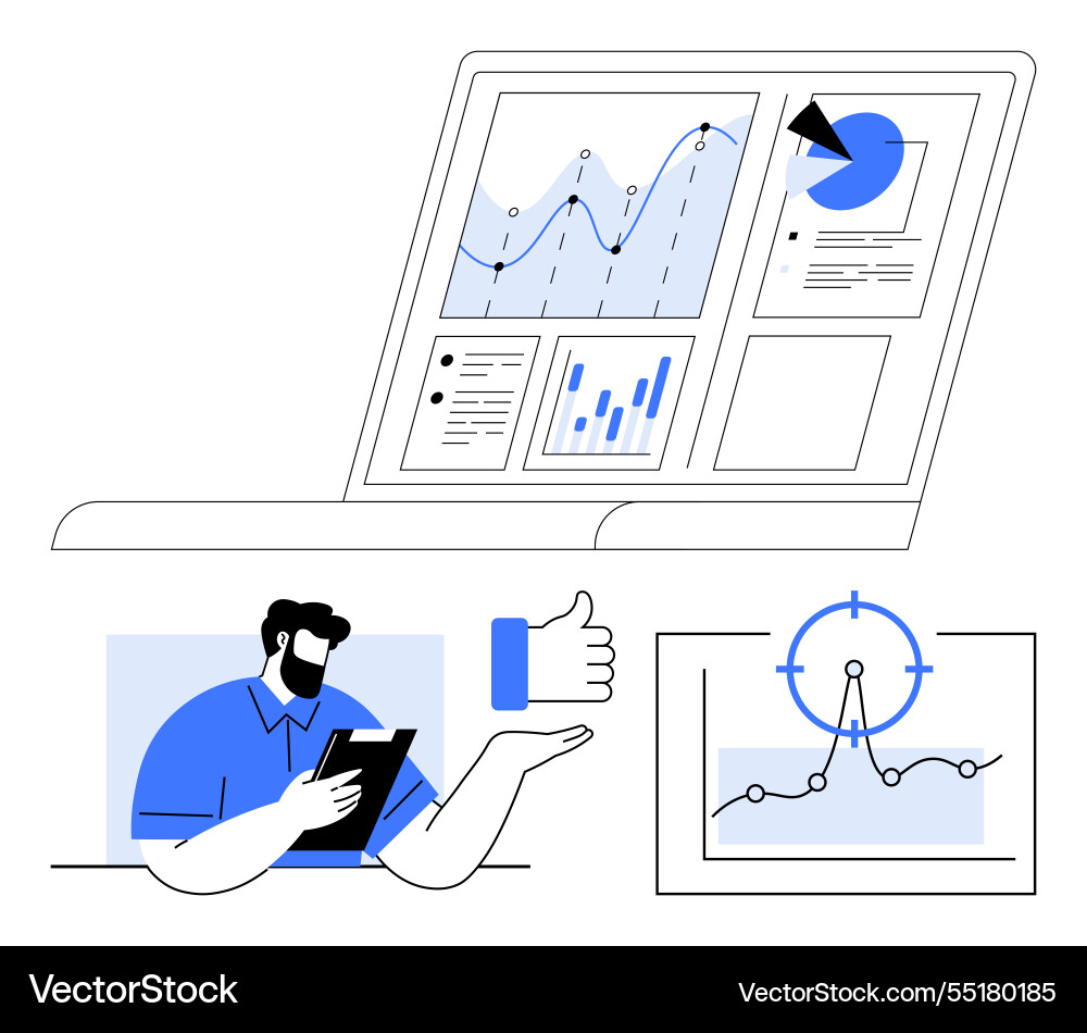 Business analysis with charts graphs Business analysis with charts graphs vector image