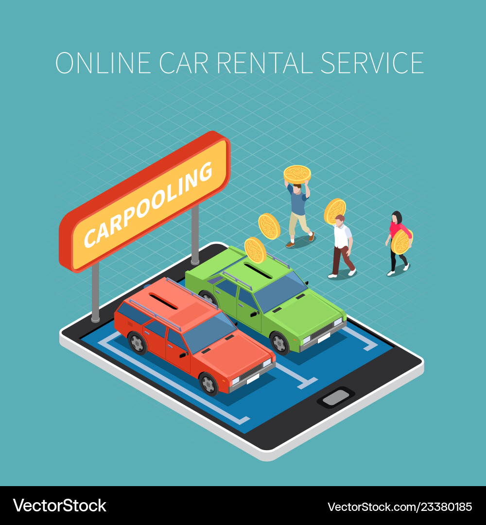 Car rental isometric concept Royalty Free Vector Image
