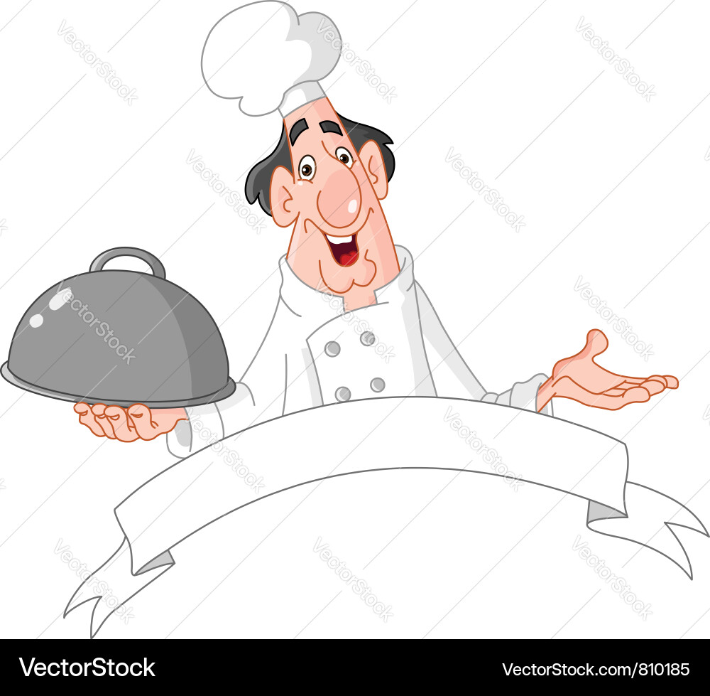 Chef with blank banner Vector Image