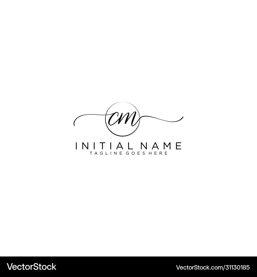 Cm initial handwriting logo with circle template Cm initial handwriting logo with circle template vector image