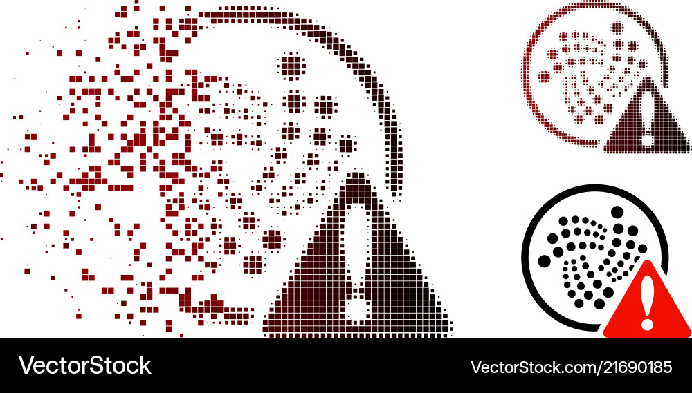 Decomposed pixel halftone iota error icon Decomposed pixel halftone iota error icon vector image