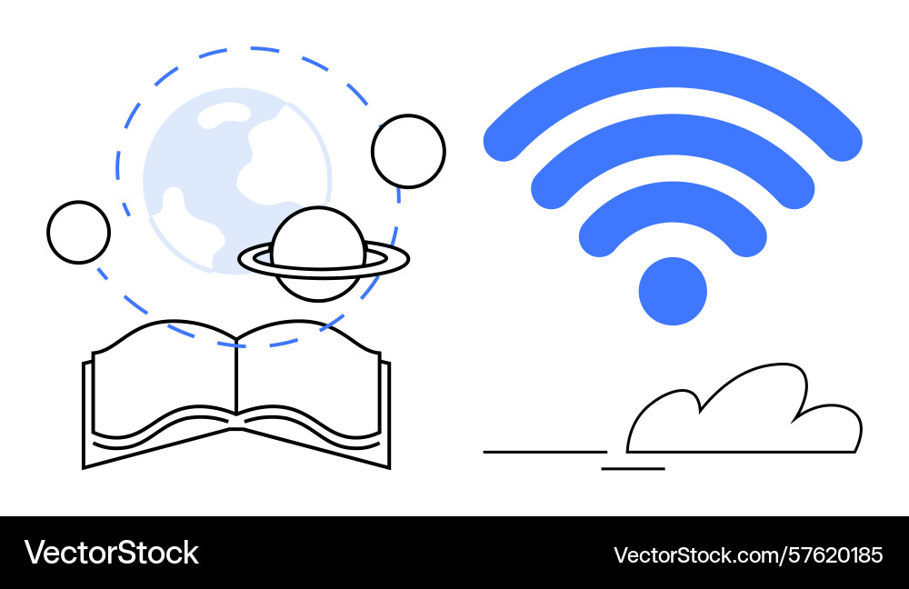 Digital learning and global connectivity with open Digital learning and global connectivity with open vector image