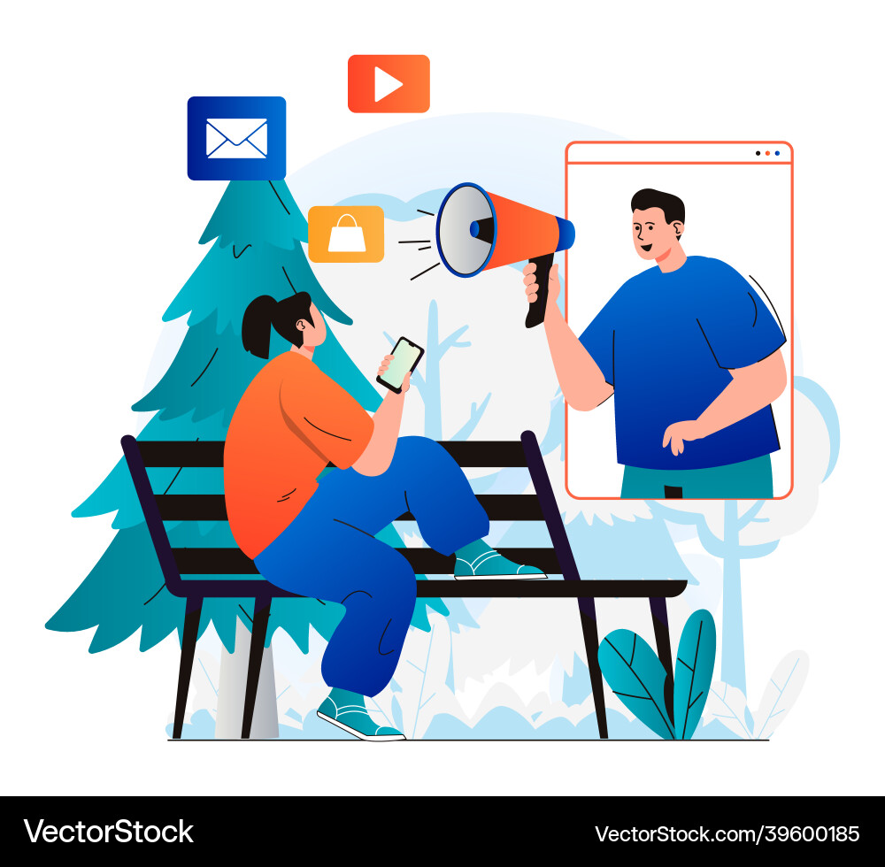 Digital marketing concept in modern flat design Digital marketing concept in modern flat design vector image