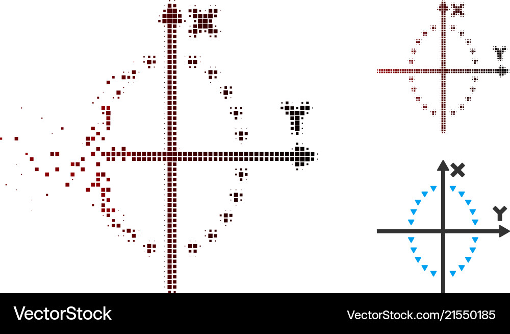 Dissipated pixel halftone dotted ellipse plot icon Dissipated pixel halftone dotted ellipse plot icon vector image